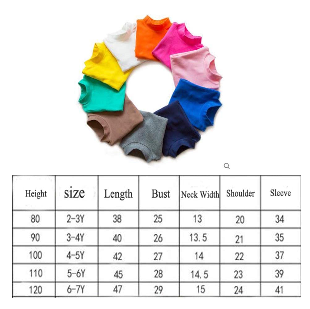 CuteOn Bambini Kids Alto Collo Manica Lunga Cotone T-Shirt Top Camicia di T - Vari Colori