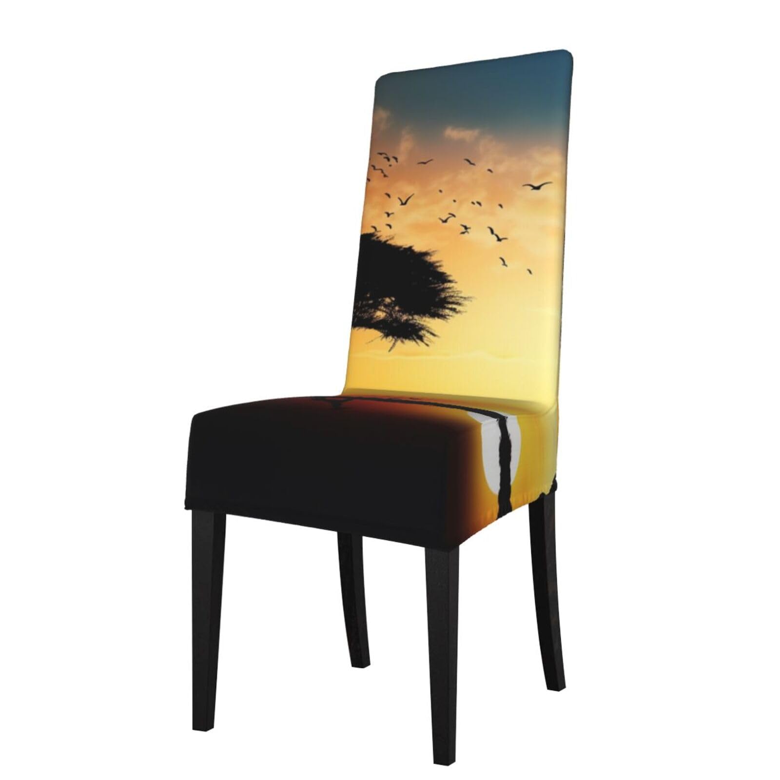 FodPand Stretch Chair Covers for Dining Room, Giraffe Sunset Chair Seat Covers Washable Detachable Chair Slipcover Chair Protectors Covers for Kitchen,Wedding,Party