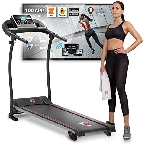 Laufband für Zuhause Klappbar YM TAP100APP 11 km/h, KINOMAP und ZWIFT Coaching Multiplayer-APP, Herzsensor, Neigung Einstellbar Cover