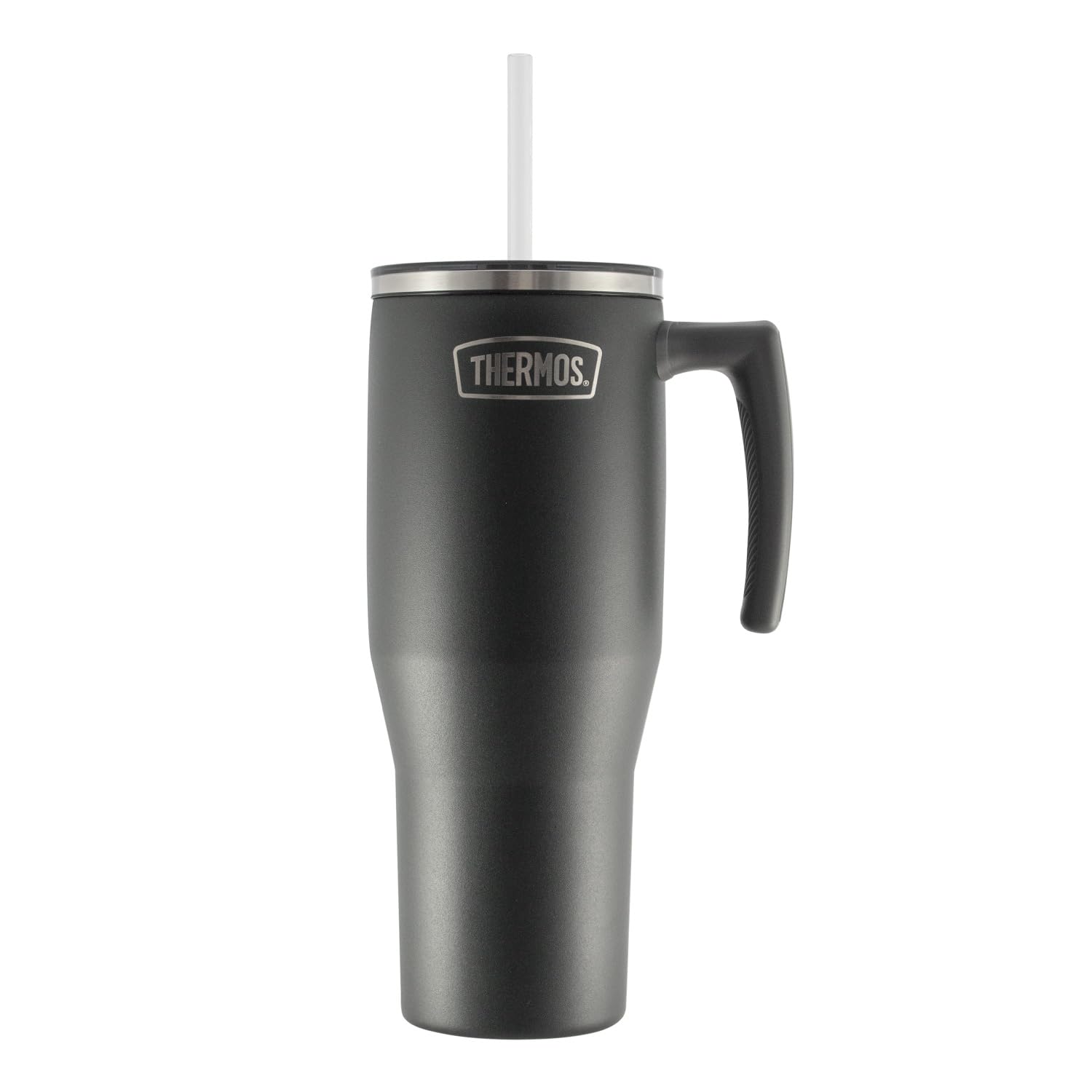 THERMOS STAINLESS STEEL VACUUM INSULATED GREY MUG WITH STRAW 1.1LTR, OT-1100GY, TRAVEL MUG, THERMOS MUG, INSULATED TUMBLER
