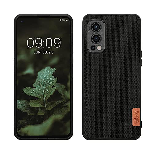 kalibri Hülle kompatibel mit OnePlus Nord 2 5G Hülle - Handy Hardcover Cover mit Nylonbezug & TPU Bumper - Handyhülle in Schwarz