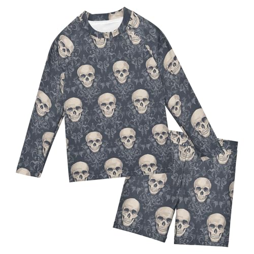 Skull Toddlers and Baby Boys' Swimsuit Trunk and Rashguard Set B0404393