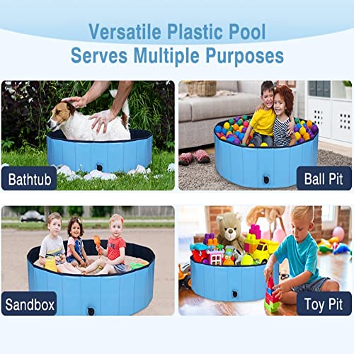 Plastic Paddling Pool Dog Pool Pet Swimming Pool For Small Dogs Hard Bath Pool Foldable Outdoor Bathing Tub Hard Kiddie Pool For Dogs Cats (32''X8'', Greyly) #TOP6
