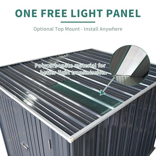 6x8FT Heavy-Duty Metal Outdoor Storage Shed - Lockable Double Door w/Free Light Board, Tiny Home & Tool Shed Solution for Patio and Garden - Image 6