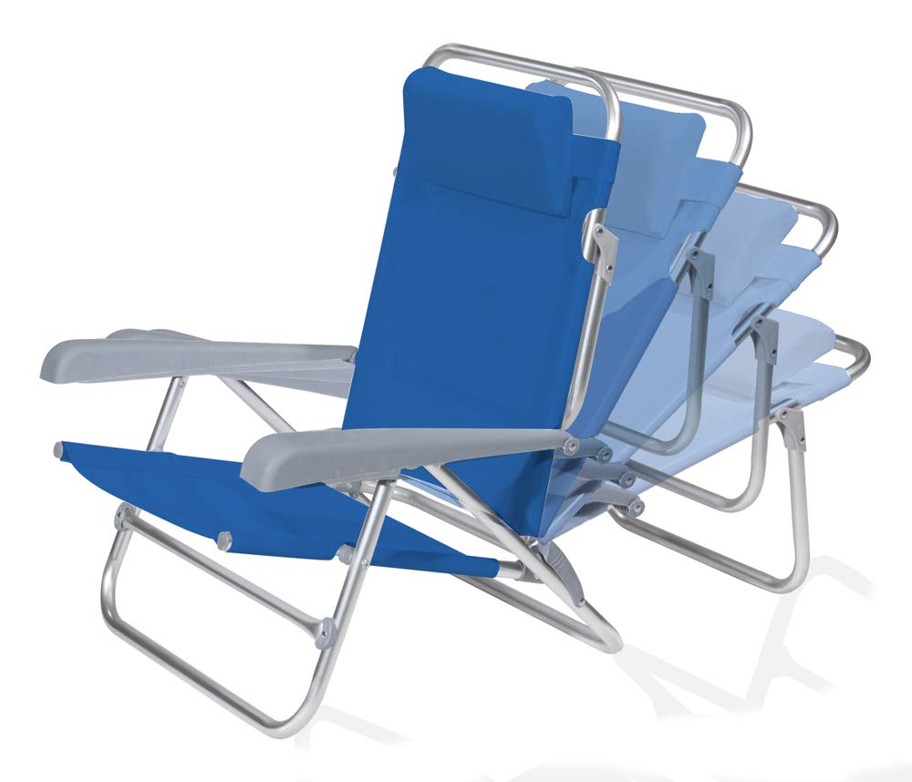 VERDELOOK | Spiaggina Reclinabile e Pieghevole con Braccioli e Poggiatesta, blu,65x62x78cm, Sedia Sdraio