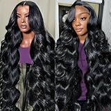 13x6 Lace Front Wigs Human Hair Pre Plucked 220% Density Body Wave HD Lace Front Wigs Human Hair with Baby Hair Natural Black Glueless Frontal Wig for Women 100% Brazilian Virgin Human Hair 34 Inch