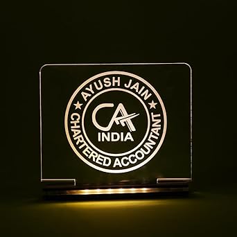 HNA Gifting Personalized CA Illusion Lamp - Custom Name Engraved LED Acrylic Light with Stand & Adapter - Premium Desk Gift for Chartered Accountants & CA Students