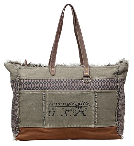 Myra Bag Honey Bee Upcycled Canvas Weekender Bag S-11983