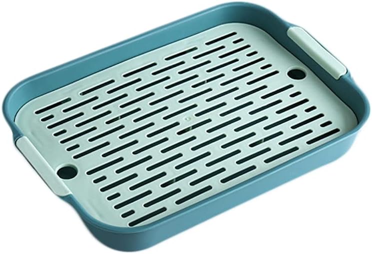 Bandejas para comer, bandejas de plástico rectangulares, bandejas de cena, diseño antideslizante en la parte inferior con base acolchada antideslizante y asas de fácil agarre, verde, 27x18.5x4 cm