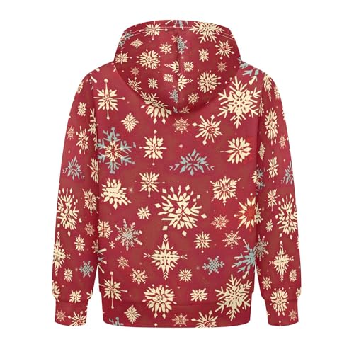 Kids Hoodies Sweaters Christmas Xmas Snowflake Hooded Sweatshirts with Big Pockets for Boys Girls B04000902