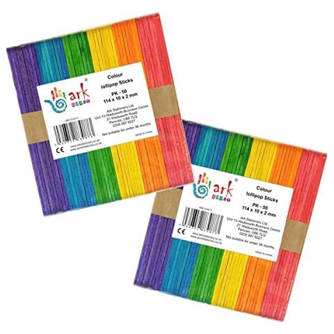 2 x 50 Lollipop Craft Sticks (Natural or Colored) (Coloured) Cover