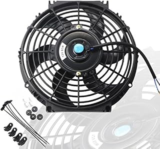 MOSTPLUS Black Universal Electric Radiator Slim Fan Push/Pull 12V + Mounting Kit (10 Inch)
