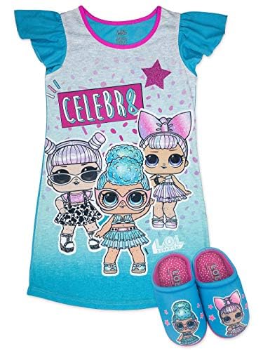 L.O.L. Surprise! Girls Pajama Set, Dorm PJs with Slippers, Rocker Diva MC Swag Opal Q.T. Pearl Q.T