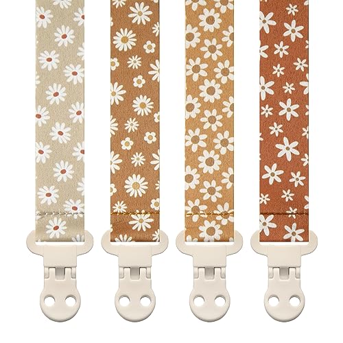 Image of Stadela Baby Pacifier Clip Leash Soothie Holder for Girl 4 Pack Gift Set Universal Fit