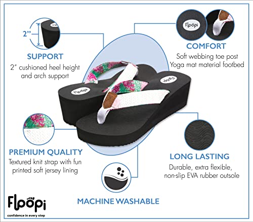 Image of Floopi High Heel Wedge Sandals for Women-Comfort Yoga Mat Footbed for Support, Flip Flop Thong Platforms for Summer