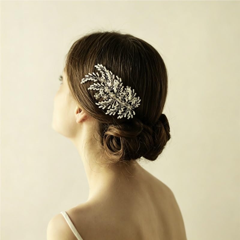 Hand‑woven Tube Bead Bridal Hair Comb Headpiece image 5