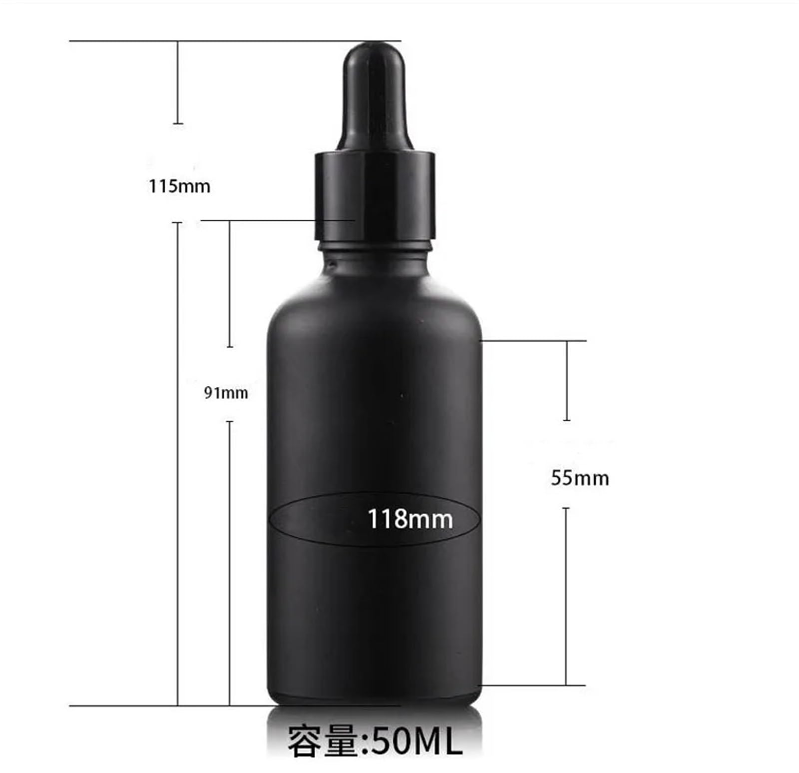 Gotero Botellas cuentagotas de vidrio negro esmerilado, botella pipeta con gotero vacía brillante for suero aceite Perfume esencial(Bright Black,10PCS_100ML)