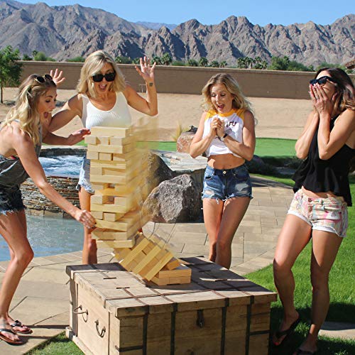 Image of GoSports Giant Wooden Stacking Game - Stacks Up to 5 ft - Choose Brown Wood Stain, Gray, Natural, Stars & Stripes, or Tropical Hardwood - Toppling Tower