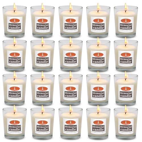 20 Pack Glass Yahrzeit Memorial Candles Good for Yizkor and Yom Kippur Holidays Ner Neshama in Glass Tumbler