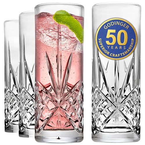 Godinger Tall Beverage Collins Glasses Set of 4