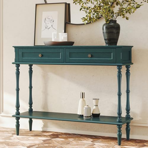ARTPOWER Console Table for Entryway with 2 Drawers-Minimal Assembly,Green Retro Entryway Table with...