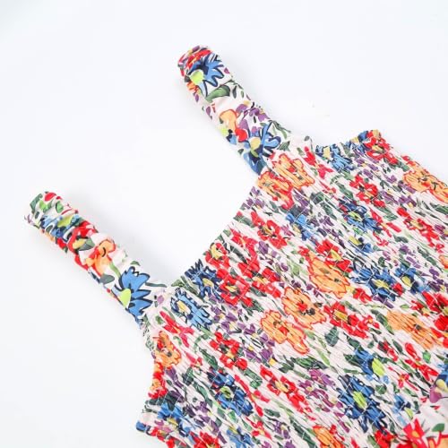 Mono corto floral sin mangas para mujer con cuello cuadrado 6