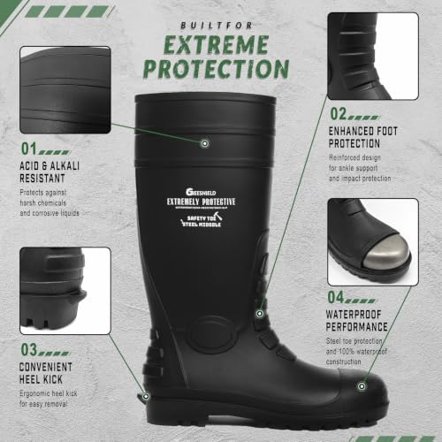Image of PVC Rain Boots for Men And Women - Waterproof Slip-Resistant Rubber Work Boots, Seamless Durable Tall Knee Boots for Agriculture, Gardening, Fishing, Industrial & Outdoor Work