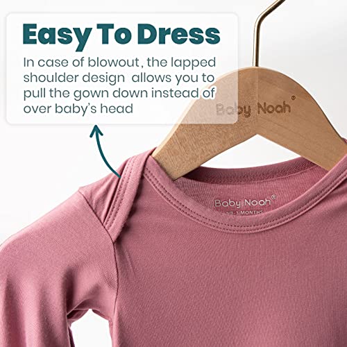 Image of Newborn Baby Knotted Gown, Super Soft Silky Infant Long Sleeve Sleeper for Baby Girl and Boy Sleeping Bag with Hat
