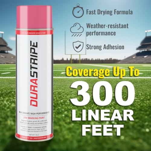 Image of Athletic Field Marking Paint - 2 Cases of 12 T-Tip Spray Cans (24 Total), 18 oz Each - Bright, Durable Field Striping Paint (Pink)