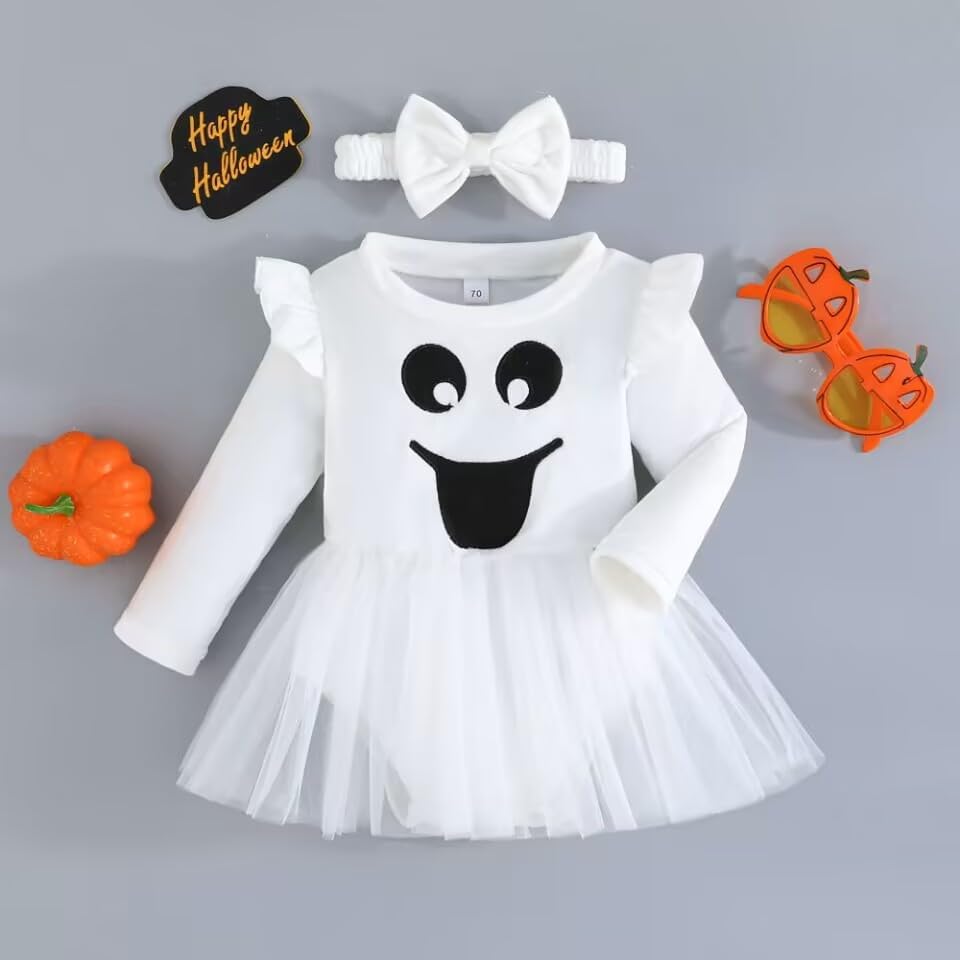 My 1st Halloween Newborn Baby Girl Pumpkin Romper Dress Tutu Onesie Infant Halloween Outfits Fall Winter Clothes - Image 2