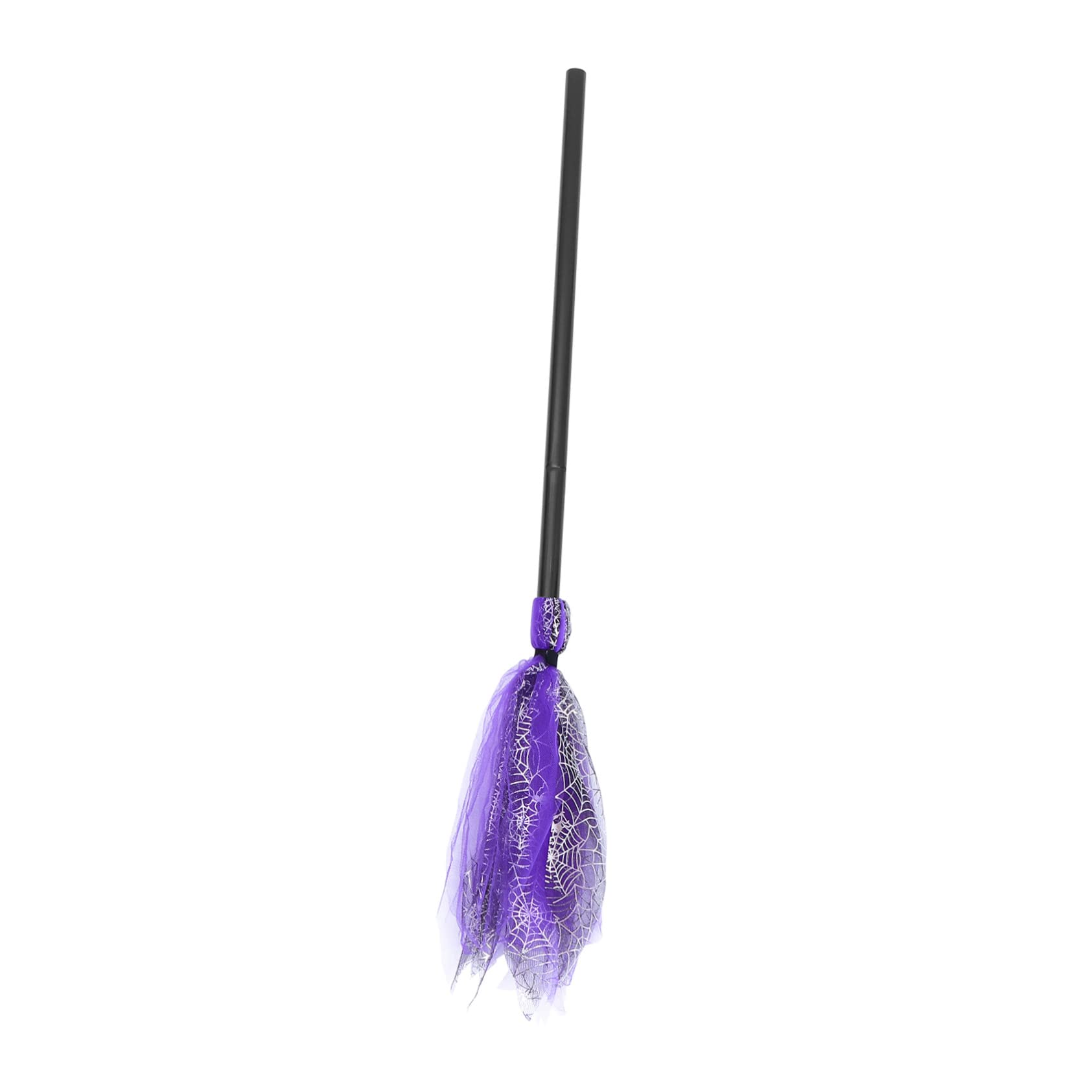 LIOOBO 1Pc Halloween Witch Broom with Web Gauze Besom Prop for Costume Cosplay and