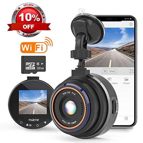 THiEYE Dash Cam WiFi, Dashcam for Car Driving Recorder 1080P FHD LCD Screen