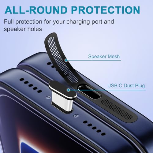 Image of USB C Dust Plug,USB C Port Cover Type C Charging Port Plug Cover Speaker Dust Cover,Accessories for iPhone 17, 17 Pro (Black, for iPhone 17 Pro)