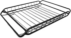 Rack de Teto Universal 80x100x12 em Aço – Bagageiro de Tela Resistente para Carros com Barras Transversais, Capacidade 45kg