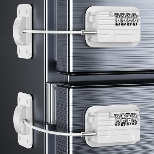 Cadenas Frigo Avec Code -Bloque Porte Sécurité pour Enfants - Verrou de Réfrigérateur Sans Percage ni Outils, Serrure pour Convient Fenêtres Armoire...