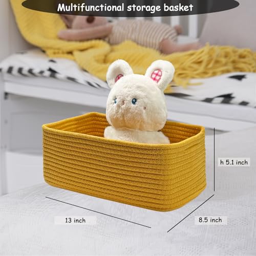 Image of COMFY-HOMI 13 inch x 8.5 inch x 5.1 inch Storage Baskets for Organizing | Cotton Rope Woven Basket | Toy Storage Bin Box | Basket for Shelves, Closet Organizer Bin, Decorative Closet Shelf, 3 Pack