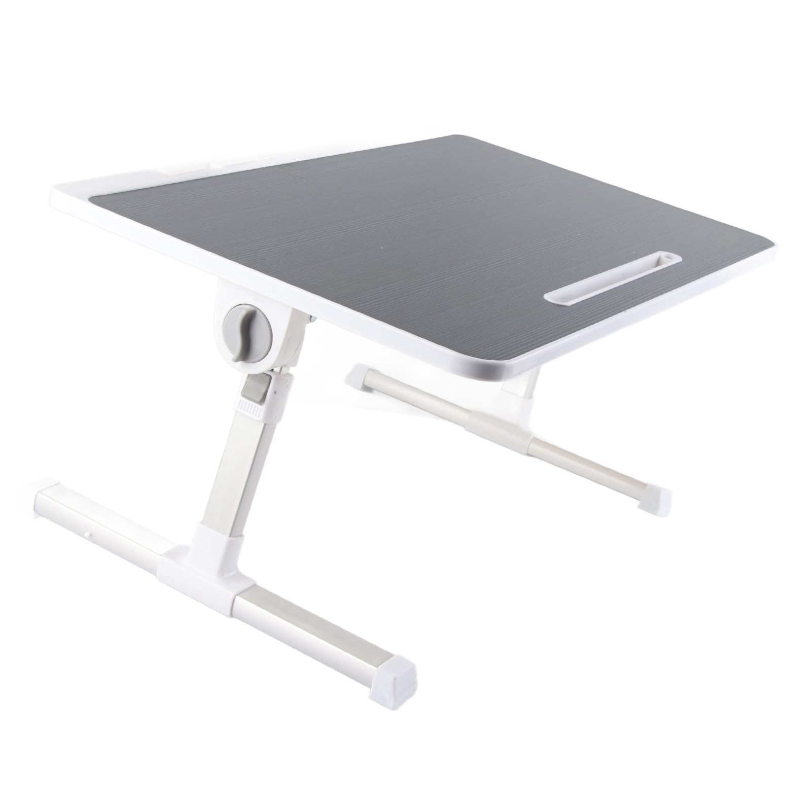 Generic Stolik Przy łóżku na Laptopa Składane Nogi Przenośne Biurko Przestronny Pulpit do Pracy i Czytania Stop Aluminium na Parapet Okna Sypialni (Czarny szczotkowany)