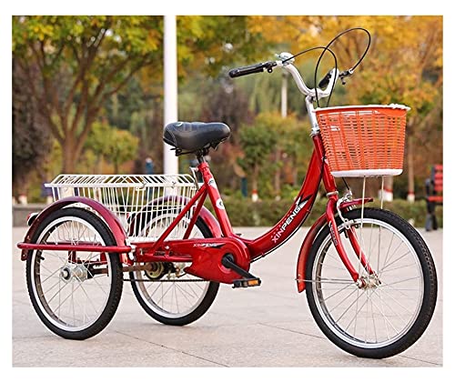 WRHOPR Dreirad Für Erwachsene, Dreirad Für Erwachsene Mit 3 Rädern, 3-Rad-Fahrräder Für Erwachsene, Dreirad Für Senioren, Dreirad Mit 20 Zoll Und Großem Korb Für Freizeiteinkäufe, Männer Und Frauen