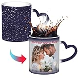 Custom Magic Photo Coffee Cups, Personalized Color Changing Coffee Mug with Picture - Heat Sensitive, Tazas Personalizadas Gifts for Men & Women (Ceramic, A-Navy Blue Starry Sky Color-Changing mug)