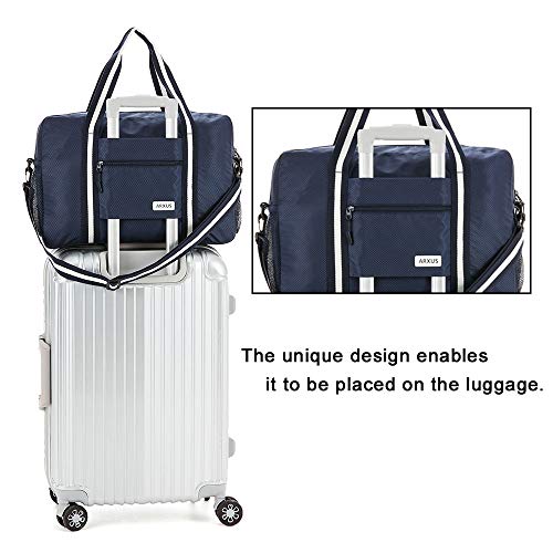 Arxus Travel Lightweight Waterproof Foldable Storage Carry Luggage Duffle Tote Bag (Navy Blue)