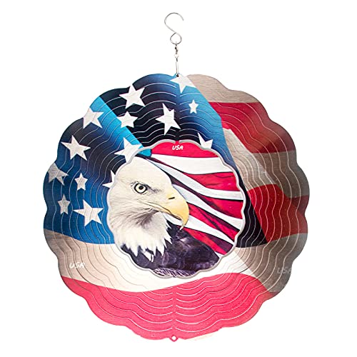 wonuu 3D Wind Spinner,12 inches Stainless Steel Art Geometric Pattern Hanging Garden Decoration Ornaments for Yard Outside Indoor Outdoor Patio (Red)