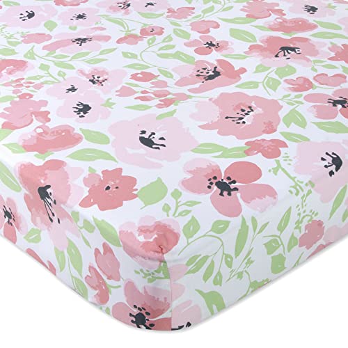 Image of Standard Microfiber Fitted Crib Sheets for Baby Girl, Boy & Neutral, 2 Pack - 28x52 (Roses & Flowers)