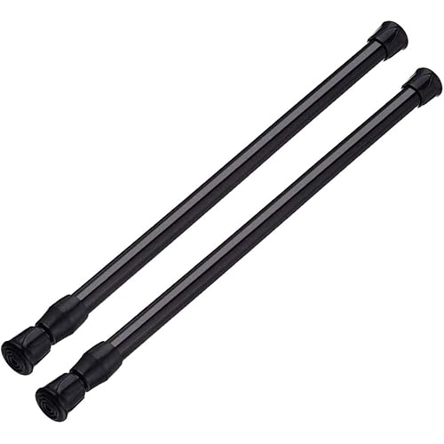 AIFENTE 2PCS Black Tension Rod Spring Curtain Rods 16 to 28 Inch Expandable Curtain Rod Spring Curtain Rod Spring Rods Tensions Rod Tension Curtain Rod Tension Rods