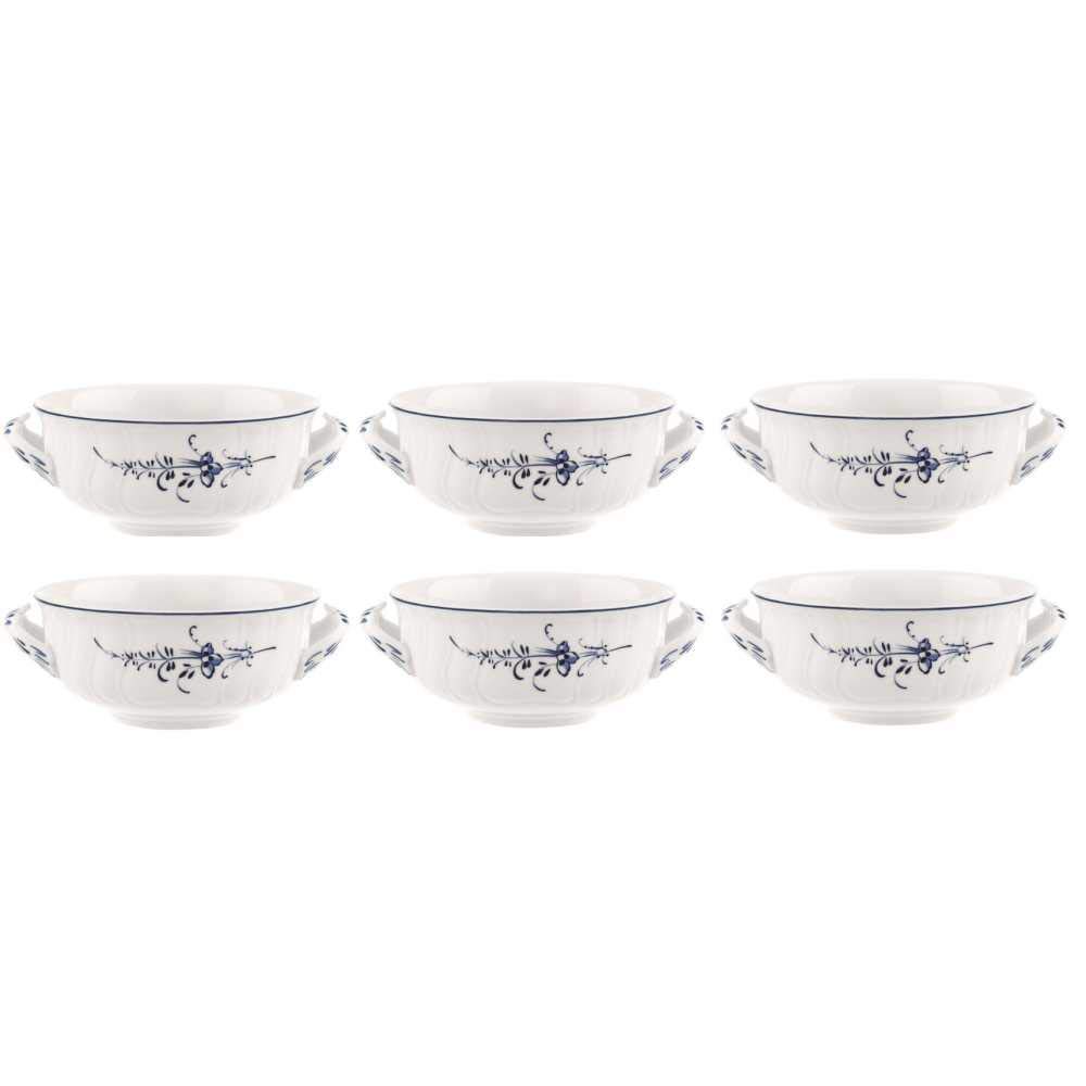 Villeroy & Boch Vieux Luxembourg Suppentasse 6er Set 400ml weiß blau Porzellan