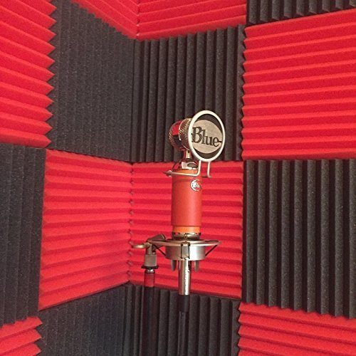 Wedge Red Charcoal 1 Inch x 12" W x12" L Acoustic Foam Panels Recording Studio Foam