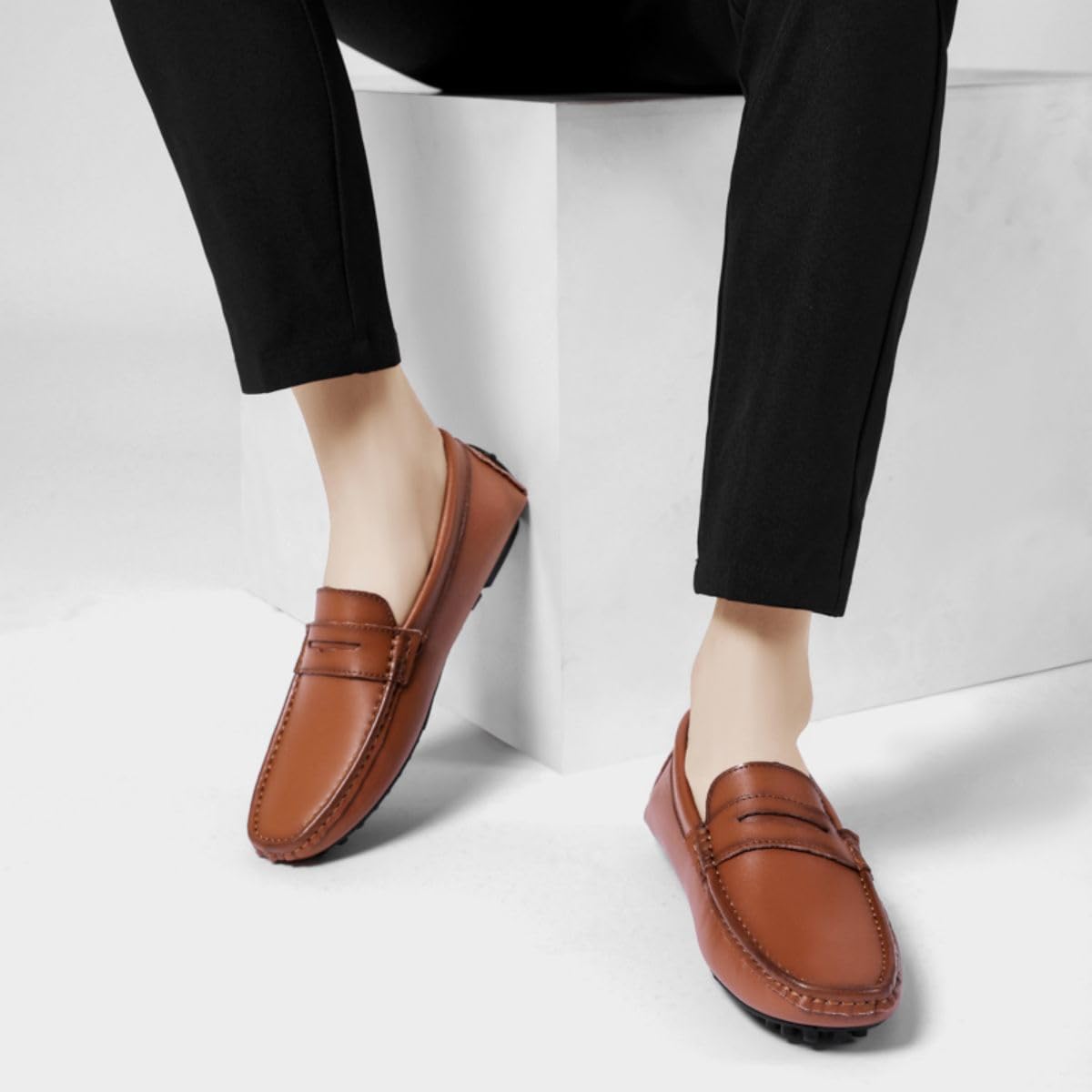 Mocasines para Hombre de Cuero Moda Slip-on Shoes Driver Shoes Casual Flat Shoes 38-49 EU