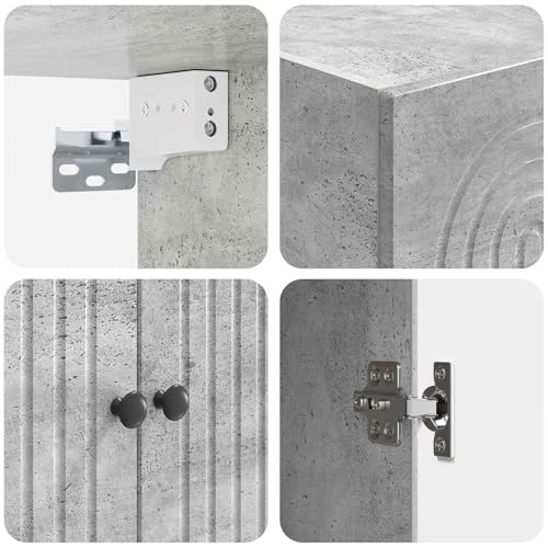 Juego de muebles de 2 piezas con aparador de madera y estante de pared de 66 x 34,5 x 90 cm 8