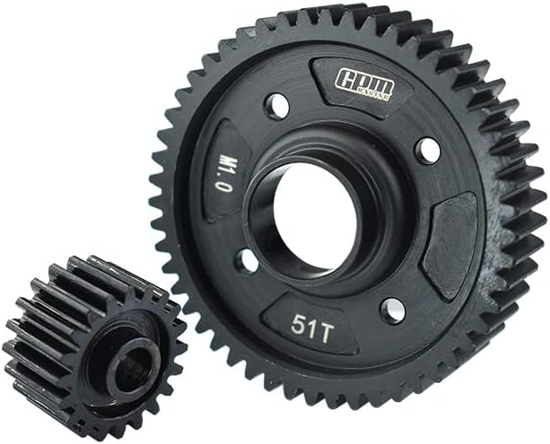 GPM Upgrades Medium Carbon Steel Center Diff Output Gear 51T and Input Gear 20T for 1/5 X-Maxx 8S Monster Truck (77086-4) RC Cars