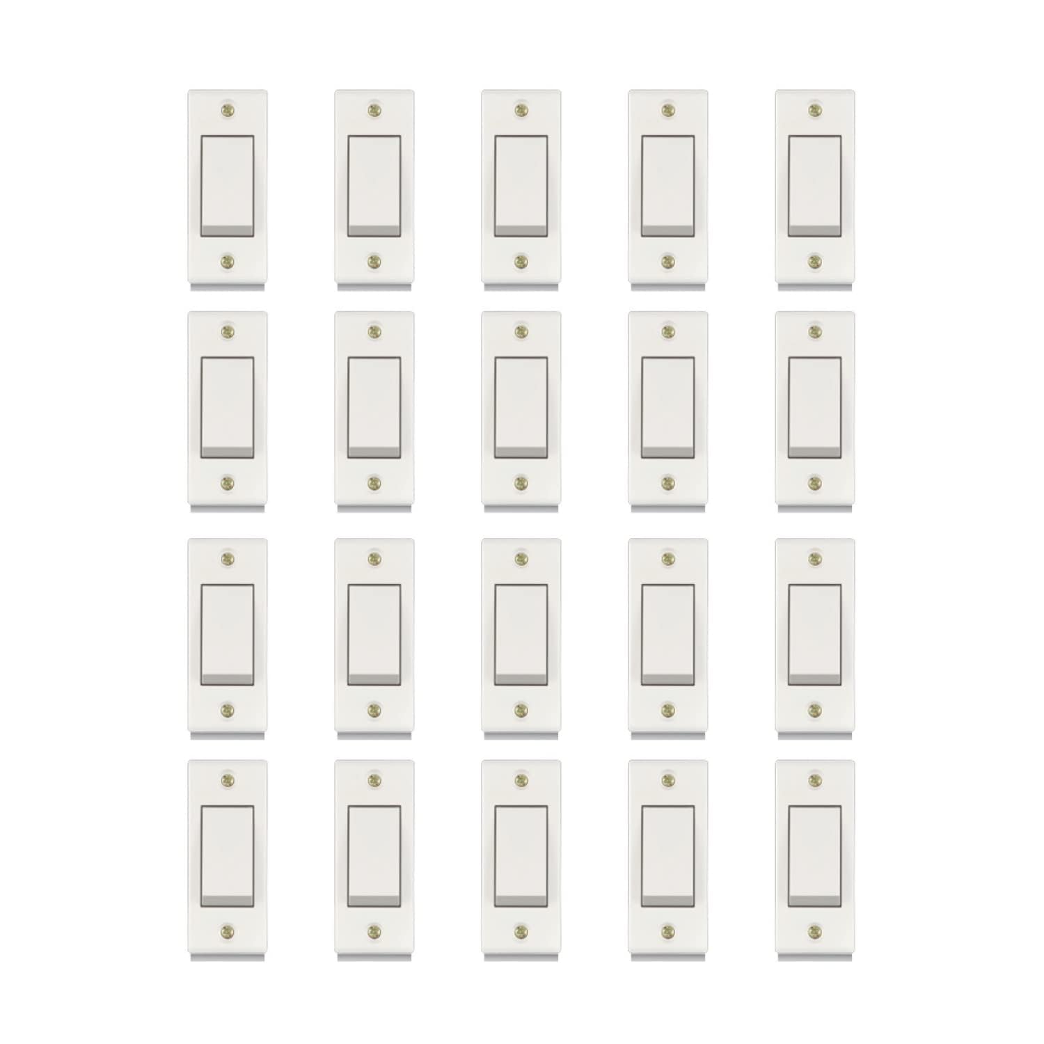 Glare Max 6Amp Non-Modular Electrical Switch with Screws, Polycarbonate Body, Heavy Duty, Suitable for Home & Office Use Color - White (Pack of 20) (B0C7CT4ZBG) Amazon Price History, Amazon Price Tracker