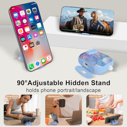 Image of Compatible Airpods Pro 3 Case (2025) with Phone Stand & Cleaner Kit,Cute Soft Silicone Lock Clip Apple AirPods Pro 3rd Generation Case, Airpod Pro 3 Cover with Keychain for Women /Girls